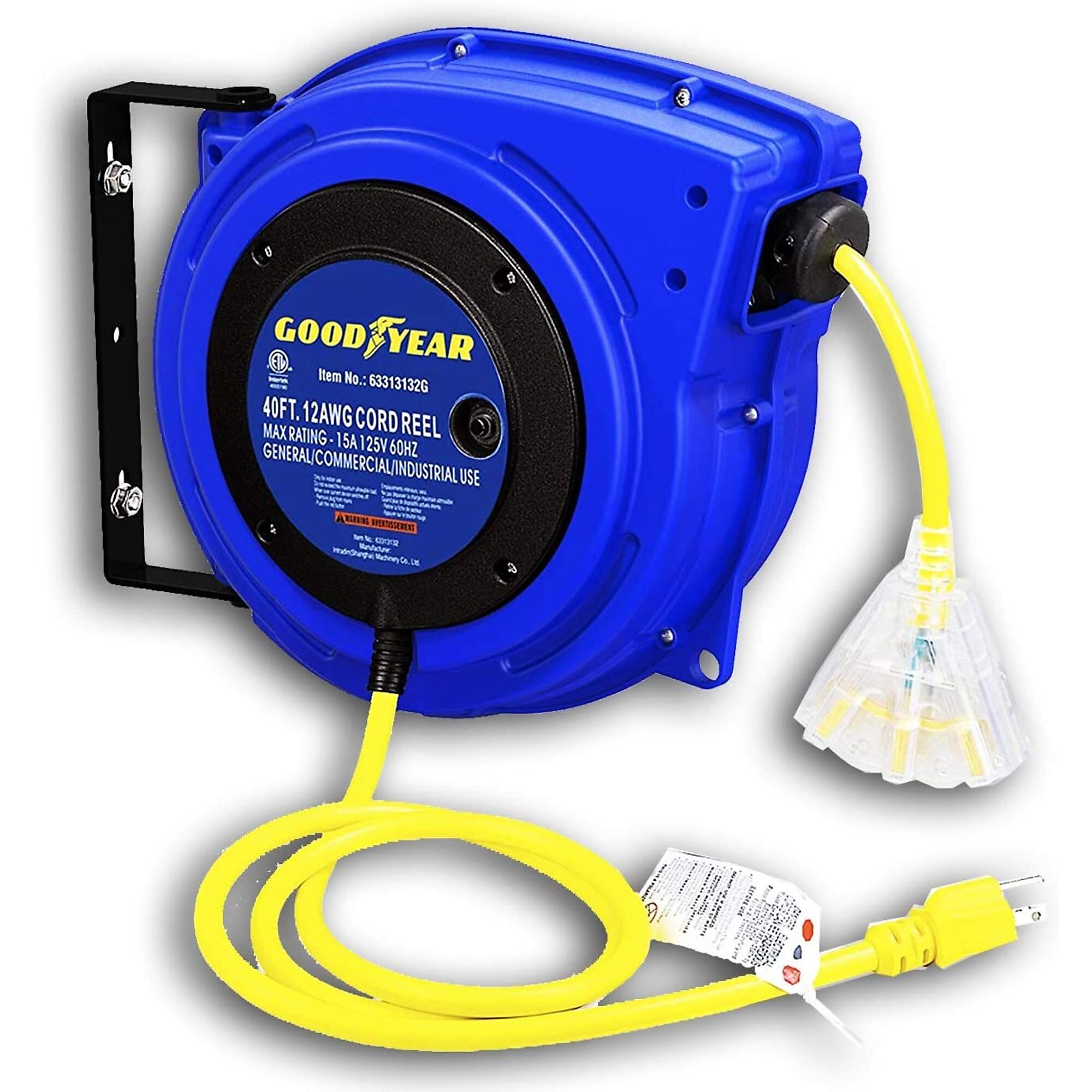 Goodyear, Extension Cord Reel 12AWG x 40ft., Length 40 ft, Cable Gauge 12 Model# TRI-63313132G